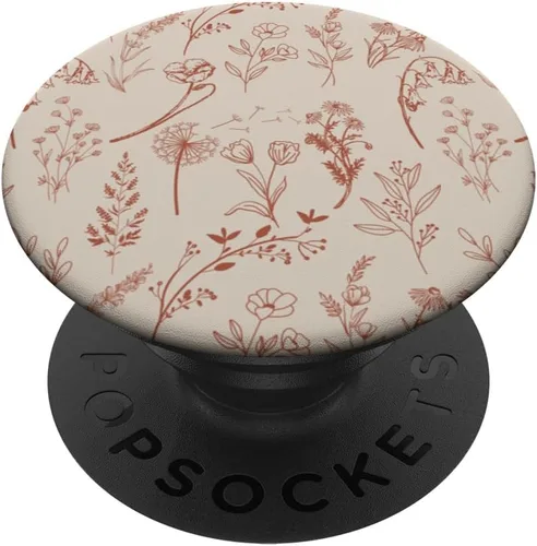 Miniatura 7 de PopSockets MagSafe PopGrip con diseño estético de flores silvestres beige marrón para iPhone