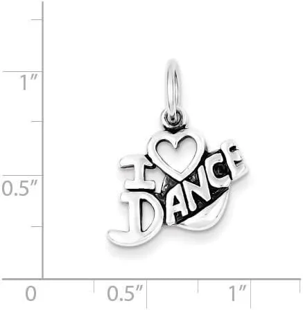 Miniatura 2 de Plata de ley Antiqued I Love Dance encanto