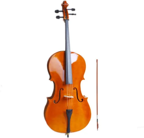 Miniatura 10 de Kit de violonchelo de madera maciza con estuche, arco y puente de colofonia, instrumento musical para principiantes, niños y adultos (4/4, negro)