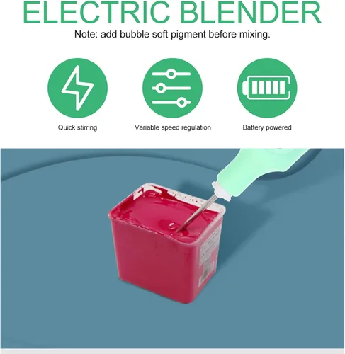 Miniatura 7 de EXCEART Mezclador eléctrico de pigmentos para pinturas gouache con dos cabezales de mezcla reemplazables, herramienta agitadora de color portátil