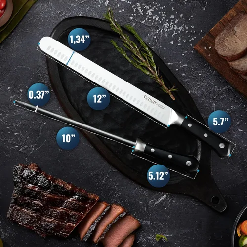 Miniatura 6 de Cutluxe Juego de Cuchillos para Barbacoa – Cuchillo de pechuga de 12" y varilla de afilado de 10", juego de cuchillos de carnicero para cortar carne