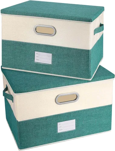 Miniatura 24 de Papeleras grandes plegables de tela de lino, con tapa y asas extraíbles, organizador de cajas de almacenamiento lavables, cubos con cubierta