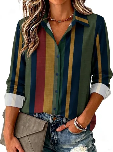 Miniatura 17 de Zeagoo Blusa para mujer, de manga larga, con botones, casual, ligera, lisa/estampada