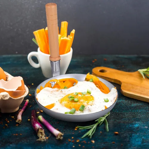 Miniatura 7 de Angoily Sartén japonesa Tamagoyaki con tapa, mango vertical, antiadherente, sartén de huevo Oyakodon, 7.32 x 6.57 x 6.57 pulgadas, olla compacta