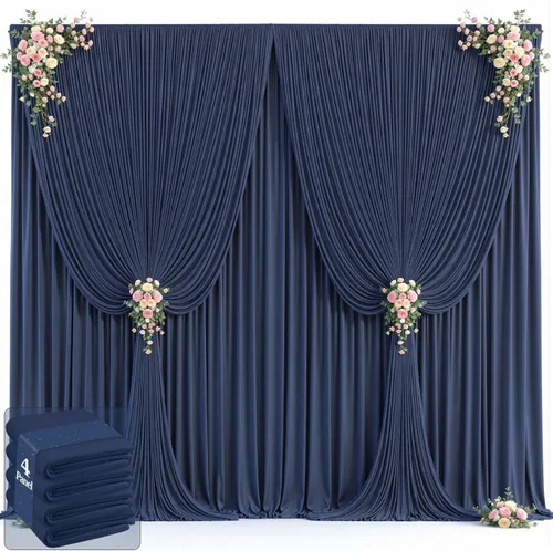 Miniatura 56 de 20 pies x 12 pies Cortinas de Telón de Fondo Azul Bebé Sin Arrugas para Bodas y Fiestas, Telón de Fondo de Tela Azul, Cortinas para Bodas