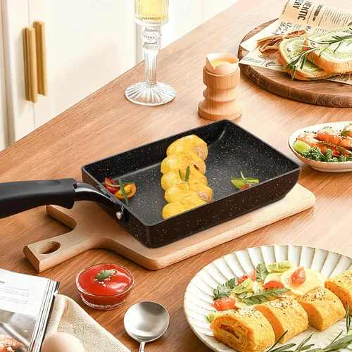Miniatura 7 de MyLifeUNIT Tamagoyaki - Sartén con tapa, sartén japonesa para estufa de gas y estufa eléctrica, sartén cuadrada antiadherente para huevos de 7.3 x