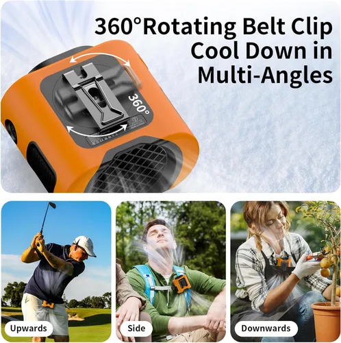 Miniatura 5 de Socool Ventilador de cintura portátil de 10000 mAh con clip en ventiladores personales recargables, ventilador de camisa de cinturón portátil