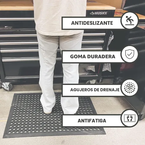 Miniatura 2 de Envelor Alfombra de Goma Antifatiga Antideslizante para Pisos de Restaurante Alfombra de Drenaje de Bar Tapete de Entrada Utilitario Garaje Hogar