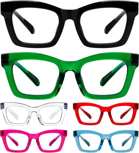 LUR Gafas de lectura paquete de 5 lectores de moda para mujer (uno para cada color)