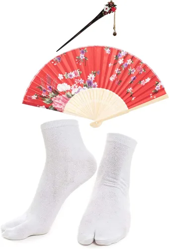 Miniatura 7 de Elibelle Juego de calcetines de seda plegables de seda para mujer, estilo kimono de anime japonés