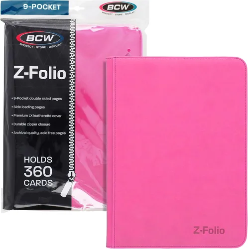 Miniatura 10 de BCW Z-Folio - Álbum LX de 9 bolsillos - Rojo Organizador de tarjetas con cremallera segura Carpeta de colección de tarjetas de cuero sintético