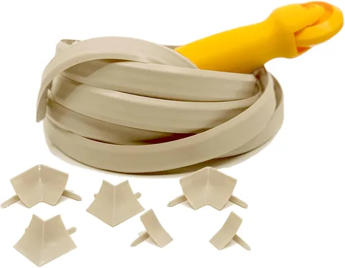 Miniatura 27 de InstaTrim Paquete de Molduras Flexibles Autoadhesivas con Aplicador - Kit de Calafateado de Molduras con Tira de Calafateo Negra de 10 pies de 1/2