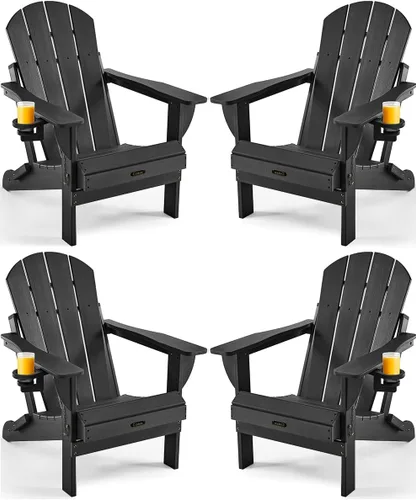Miniatura 23 de Ciokea Silla Adirondack plegable con textura de madera, silla Adirondack para patio, resistente a la intemperie, silla de plástico para hoguera