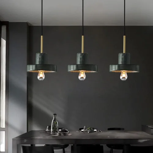 Miniatura 3 de Lámpara colgante moderna para isla de cocina, lámparas nórdicas de latón para comedor, lámpara de suspensión de mármol con enchufes E27/E26, luces