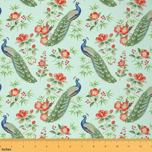 Miniatura 8 de Rustic Flowers Indoor Outdoor Fabric,Retro Floral Soft Flannel Polyester No Stretch Farmhouse Style Crafts & Sewing Supplies DIY Fabrics,1 Yard