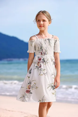 Miniatura 2 de Arshiner Vestido casual de verano sin mangas floral para niñas