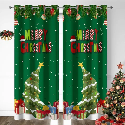 Miniatura 17 de Cortinas rojas de Navidad para sala de estar, juego de 2 paneles, cortinas de ventana de terciopelo rojo de 63 pulgadas de largo, cortinas