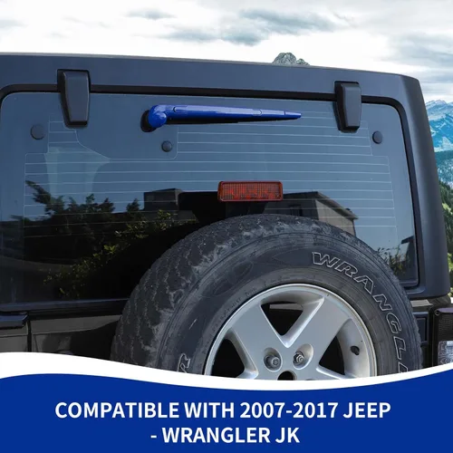Miniatura 3 de RAZPOY JK Limpiaparabrisas frontal y trasero, 3 piezas, compatible con Jeep Wrangler JK JKU 2007-2017, azul