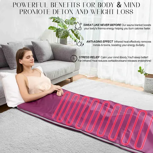 Miniatura 3 de Manta de sauna infrarroja TaTalife, manta de sauna para uso doméstico, sauna infrarroja portátil para desintoxicación y recuperación, rango