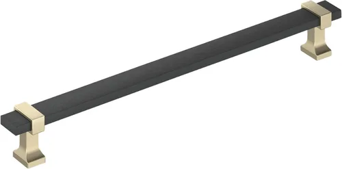 Miniatura 23 de Amerock Overton - Tirador para gabinete de 96 mm de centro a centro en acabado negro mate cepillado/bronce champán, BP36681BMBCZ