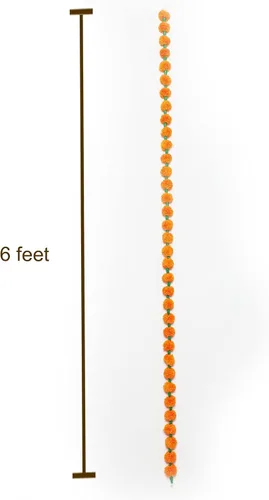 Miniatura 6 de Desi Favors Guirnaldas de caléndula naranja de 6 pies Guirnalda de flores artificiales Decoración de boda india Hosuewarming, guirnaldas