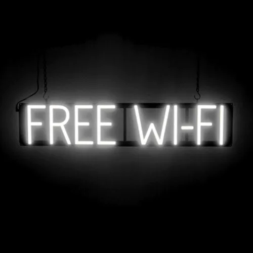 Miniatura 53 de SpellBrite Letrero WI-FI Letrero relacionado con café con aspecto de neón, fuente de luz LED azul 15.4 x 6.3 pulgadas