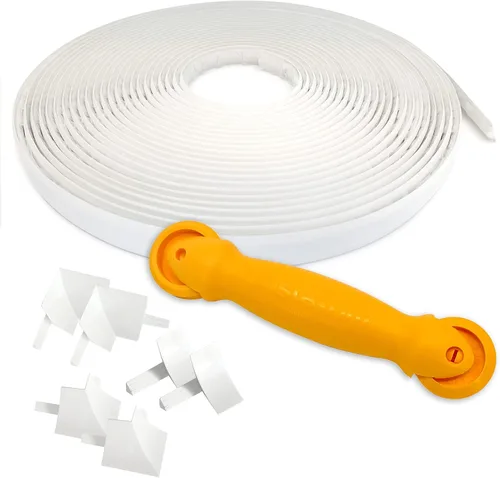 Miniatura 21 de InstaTrim Paquete de Molduras Flexibles Autoadhesivas con Aplicador - Kit de Calafateado de Molduras con Tira de Calafateo Negra de 10 pies de 1/2