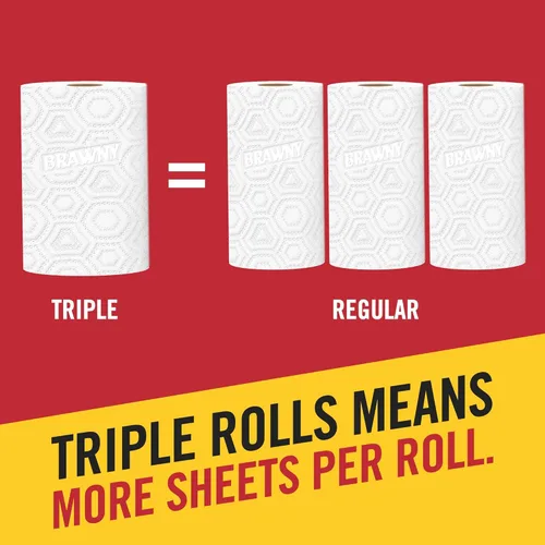 Miniatura 6 de Brawny Toallas de papel flexibles, 8 rollos triples = 24 rollos regulares, rasgar-a-cuadrado, 3 opciones de tamaño de hoja, hojas de tamaño cuarto