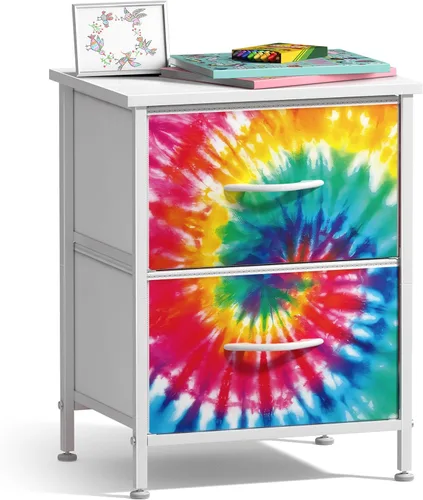 Miniatura 17 de Sorbus - Mesita de noche con 2 cajones - Muebles de noche para niños, mesa auxiliar, mesita de noche - Estructura de acero, tablero de madera