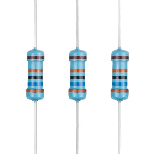 Miniatura 9 de 100 resistencias de 1 ohm 1/2 W (0.5 vatios) ±1% tolerancia de película metálica, resistencia fija de múltiples valores de resistencia opcional