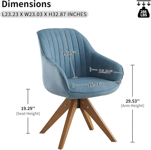 Miniatura 2 de Art Leon Silla de Oficina Sin Ruedas, Silla de Escritorio Moderna de Mediados de Siglo Sin Ruedas, Silla Giratoria de Acento con Patas de Madera