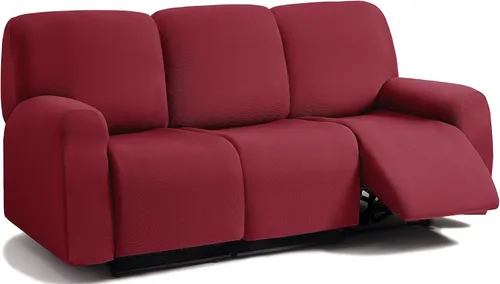 Miniatura 29 de ULTICOR - Juego de 8 fundas para sofá reclinable de jacquard, fundas elásticas para sofá reclinable para 3 cojines, fundas gruesas, suaves y Gris