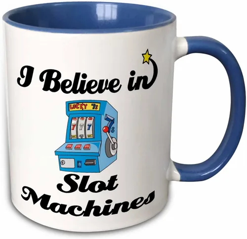 Miniatura 12 de 3dRose I Believe in Slot Machines - Taza de cerámica, 11 onzas, negro/blanco