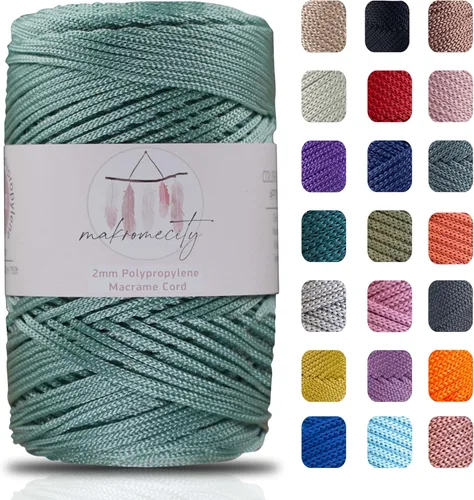 Miniatura 38 de Makromecity, 2 carretes de cordón de macramé de poliéster de 2 mm x 250 yardas (750 pies) de 2 mm de cordón de polipropileno para macramé, ideal