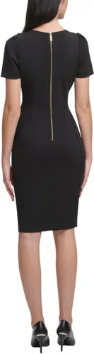 Miniatura 3 de Calvin Klein Vestido de manga corta con costuras de princesa para mujer