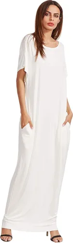 Miniatura 4 de Verdusa - Vestido largo, de manga corta, holgado, con bolsillos, para mujer, casual