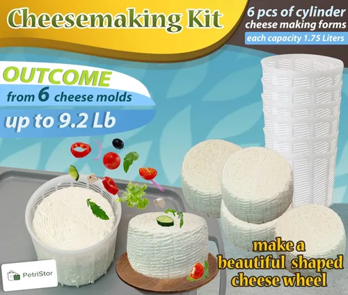 Miniatura 2 de PetriStor Molde de queso suave para hacer queso de 1.85 cuartos de galón, molde para hacer queso, molde en forma de queso crema, suministros caseros