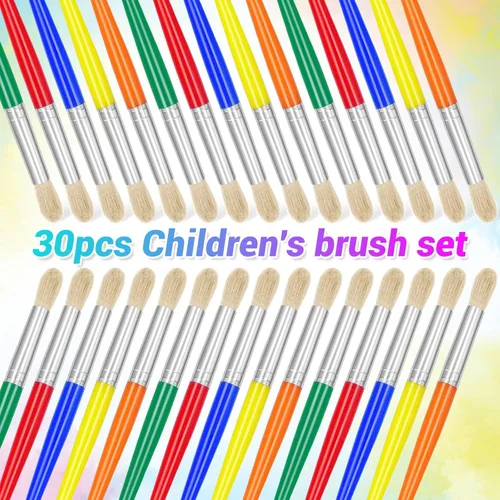 Miniatura 3 de 30 pinceles de pintura, pinceles redondos de anezus para niños, para el aula, juego de pinceles de pintura para retoque preescolar guardería