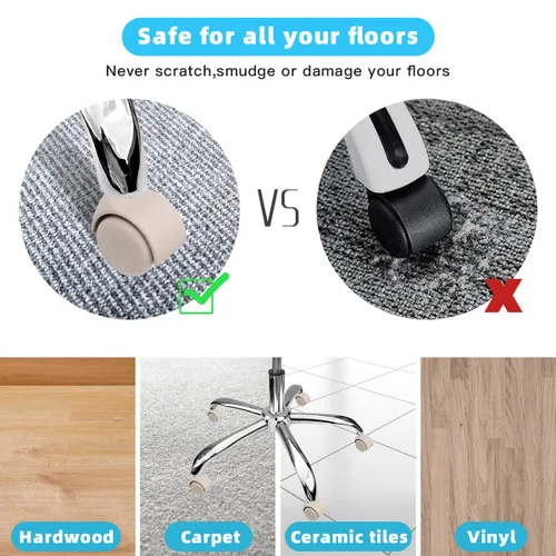 Miniatura 3 de Omyoffice Ruedas para Silla de Oficina, Juego de 5 Ruedas de Repuesto de 2 Pulgadas, Juego de Ruedas de Rodamiento Suave y Silencioso para Todos