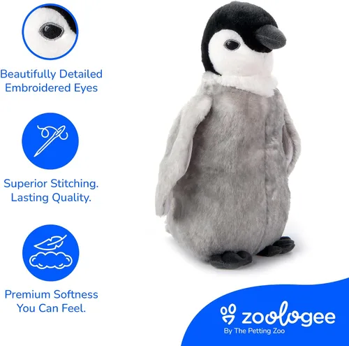 Miniatura 4 de The Petting Zoo Peluche de pollito, pingüino emperador, regalos para niños, animales marinos Earth Keeperz, juguete de peluche de pingüino emperador