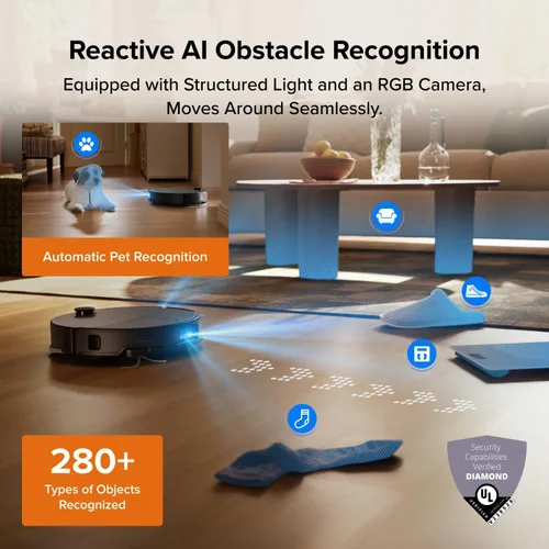 Miniatura 4 de roborock Qrevo Edge 2 Robot Aspirador y trapeador, 25,000 Pa, 3.14 pulgadas, ultrafino, cero enredos, reconocimiento de objetos AI, lavado y secado