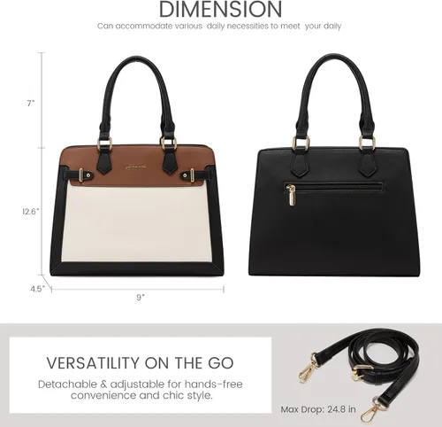 Miniatura 3 de LOVEVOOK Monederos y bolsos para mujer, bolso de hombro, bolso negro y asa superior de piel sintética para damas