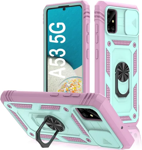 Miniatura 47 de PASNEW Funda para Samsung Galaxy A54, Soporte Metálico y Cubierta Deslizante para Cámara, Militar Multicapa Resistente de Cuerpo Completo a Prueba