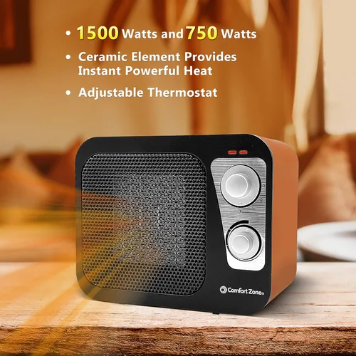 Miniatura 4 de Calentadores de espacio Comfort Zone para uso en interiores, calentador portátil, calentamiento rápido, calentador eléctrico, termostato, diseño
