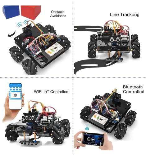 Miniatura 2 de OSOYOO Kit robótico de ruedas mecánicas omnidireccionales para Arduino Mega2560 Chasis de metal Motor DC DIY STEM Control remoto educativo mecánico