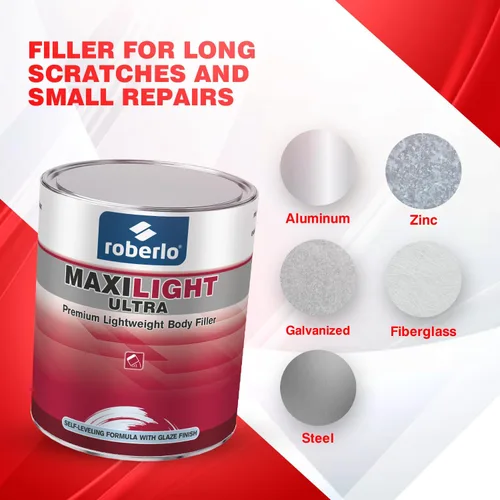 Miniatura 6 de Roberlo Maxilight Ultra Kit de relleno de cuerpo, reparación avanzada de arañazos, abolladuras y óxido, masilla ligera para automóvil, acero