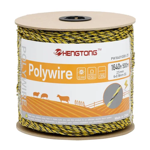 Miniatura 9 de Alambre eléctrico de polietileno para valla de 1312 pies, 1,312.3 ft, 0.236 x 0.007 in, conductores de acero inoxidable, valla eléctrica portátil