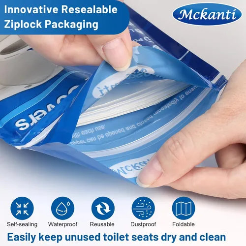 Miniatura 2 de Mckanti Fundas Desechables para Asiento de Inodoro - Paquete de 120 Fundas de Papel Desechables XL para Asiento de Inodoro para Adultos y Niños