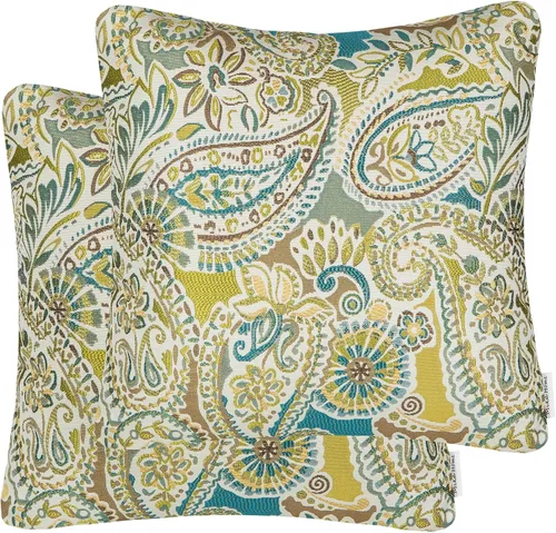 Miniatura 7 de Mika Home - Juego de 2 fundas de almohada oblongas rectangulares para sofá, sofá cama, silla, diseño de rayas paisley, 12 x 20 pulgadas, verde