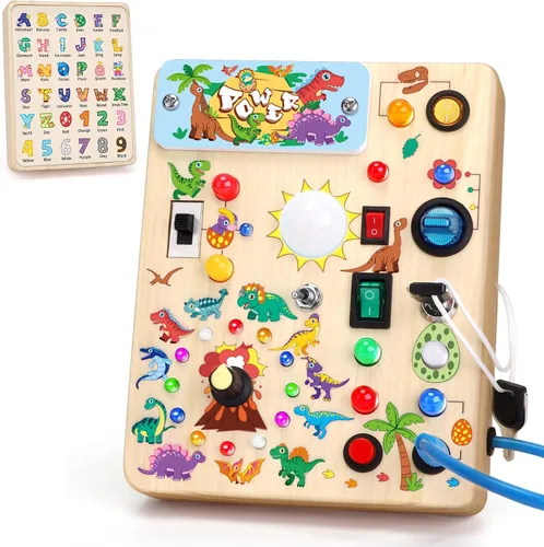 Miniatura 12 de Grarain Tablero de actividades para niños pequeños – Juguete educativo Montessori para niños y niñas de 1 a 3 años Actividad de aprendizaje